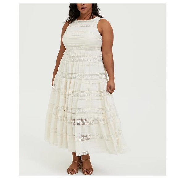 torrid Dresses & Skirts - Torrid Ivory Lace Tiered Maxi Dress Size 26